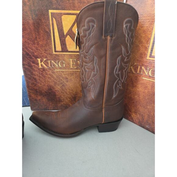 Kings Exotic Rage Bovinr Brown Cowboy Boots Size 10.5 main image 4